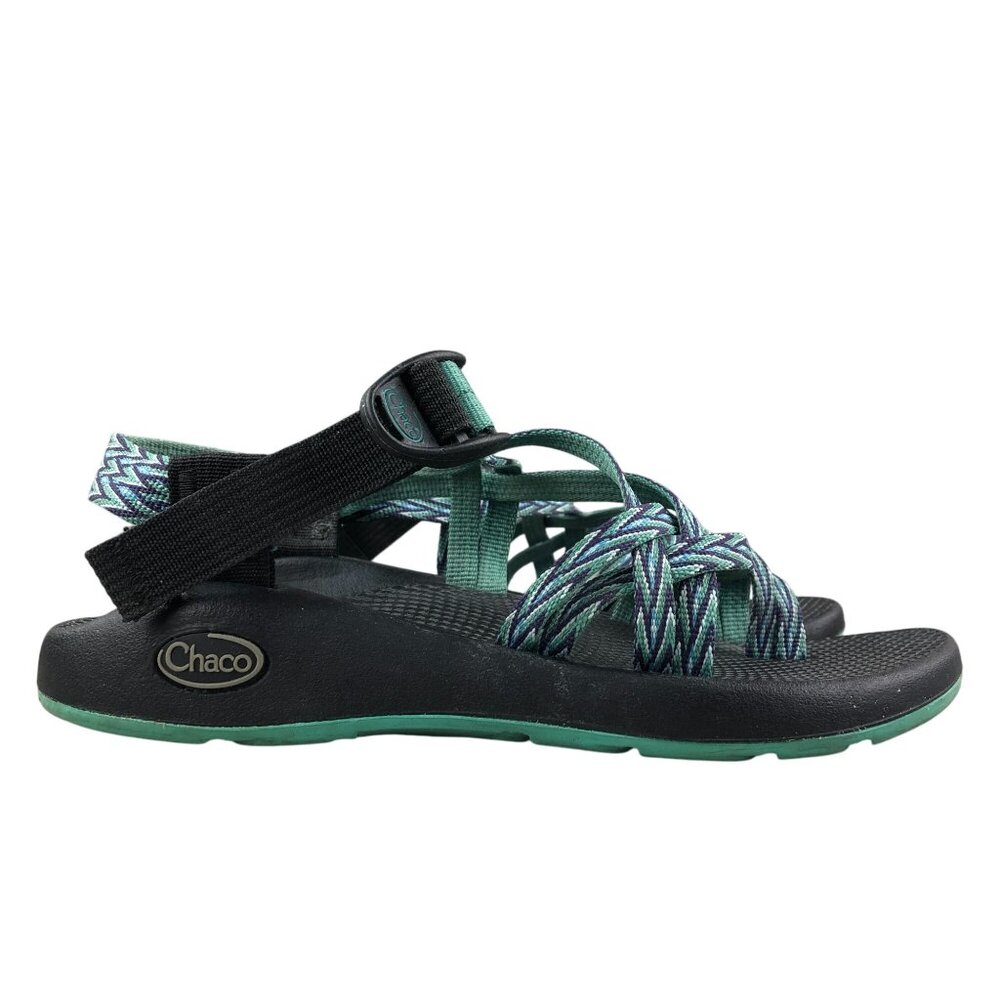 Chaco Women's Size 7 ZX/2 Black Green White Open Toe Outdoor Hiking Sandals